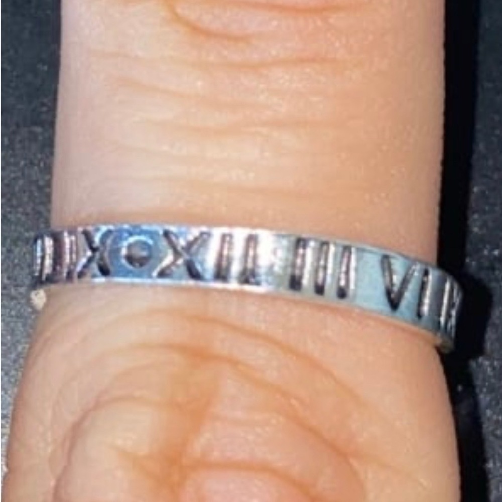 Roman Numbers Band Design ring Size 6.85 Filled silver unisex custom